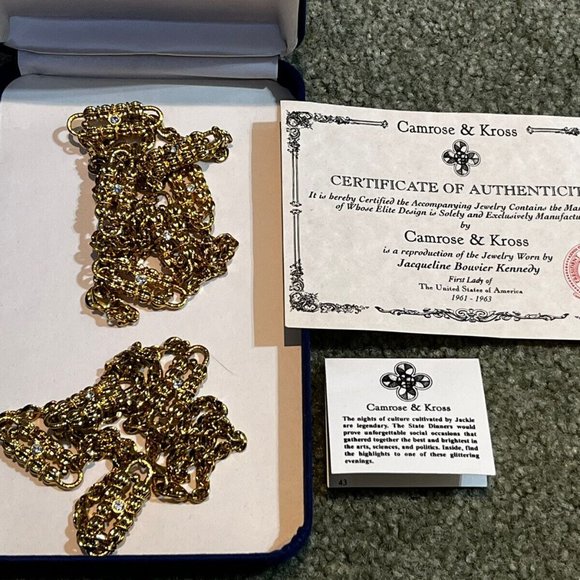 2 Camrose & Kross JBK Gold Tone Double Strand Paperclip Necklace Jackie Kennedy - Picture 1 of 3